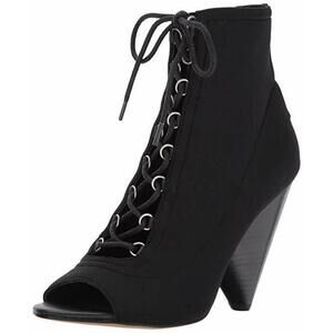 New in Box BCBGeneration Alicia Black Lace-Up Boots Open Toe Booties 3.75 Heel 8